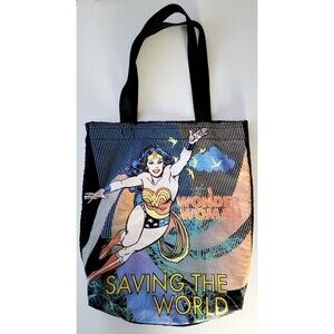 Wonder Woman DC Comics Reversible Canvas Distressed Boho Tote Bag